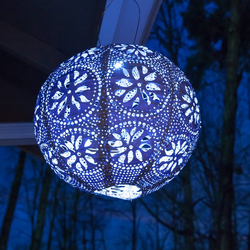 Allsop Home and Garden Soji Stella Boho, LED Outdoor Solar Lantern, Handmade with Weather-Resistant UV Rated Tyvek Fabric, Stainless Steel Hardware, for Patio, Deck, Garden, Color (Metallic Blue) - Image 2